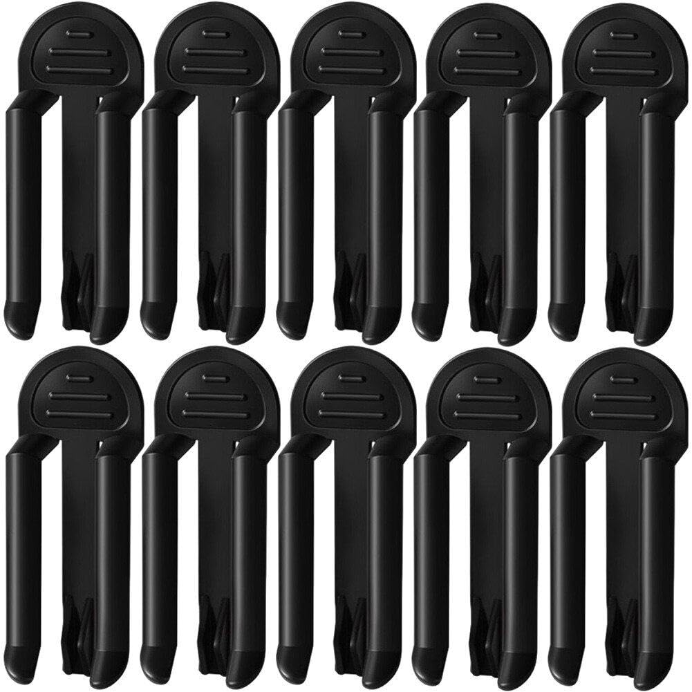 Baokuan Black Trash Can Clamp 10Pcs Plastic Rubbish Bag Clip, Rubbish Bag Holder, Rubbish Bag Clip, Non-Slip Attachment Clip Holder, Rubbish Bin Slider
