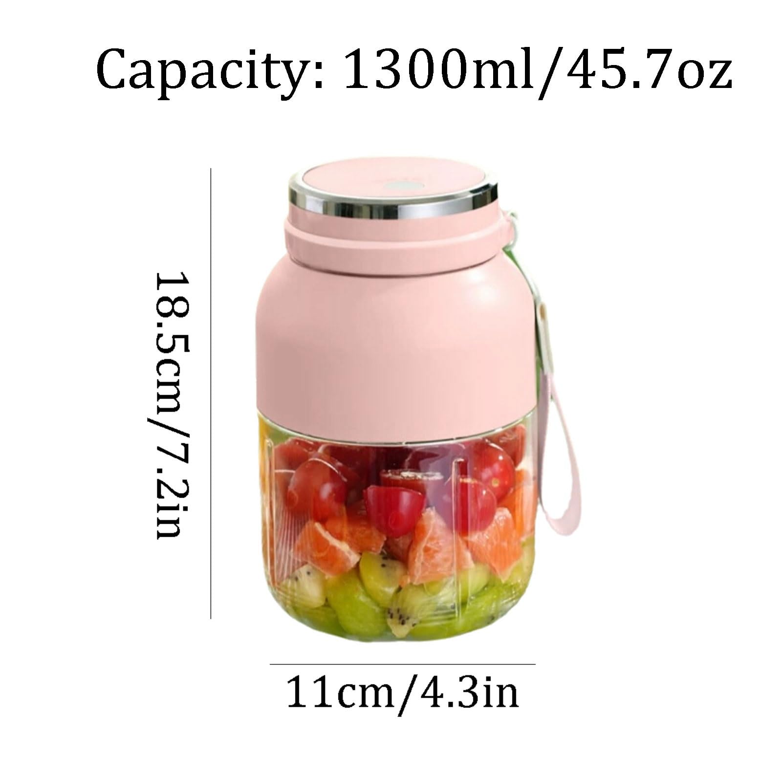 Potężny plastikowy przenośny blender potężne małe blendery USB-C do ładowania do kuchni biura podróży siłowni 1300 ml kompaktowy (jasnoczerwony)