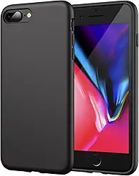 JETech Capa de Silicone para iPhone 7 Plus/iPhone 8 Plus 5,5 Polegadas, Case Capinha Protetora para Corpo Inteiro com Toque Suave e Sedoso (Preto)