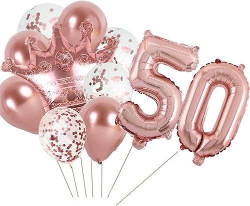 KUNGOON Globo de 50 cumpleaños, globo de mylar número 50, divertido 50 cumpleaños, aniversario de boda, decoración de globos de aluminio para