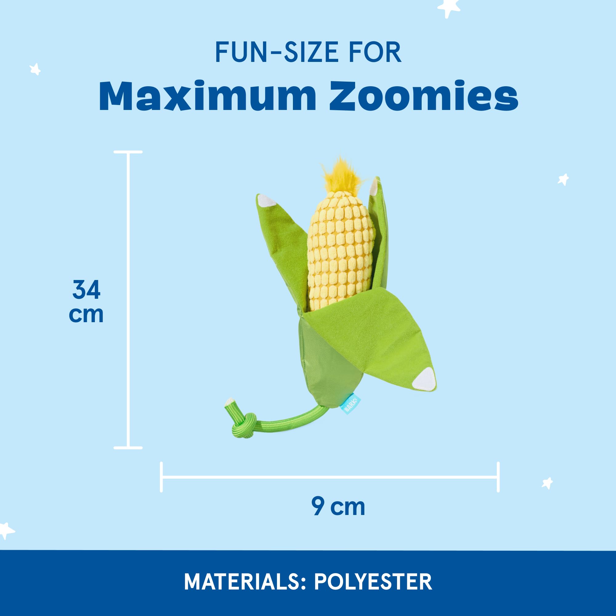 BARK Dog Toy Corn On The Slob Squeaky Toy for Dogs Plush Corn With Green Crinkle Husks, Nyoln Rope To Play Tug - Image 3