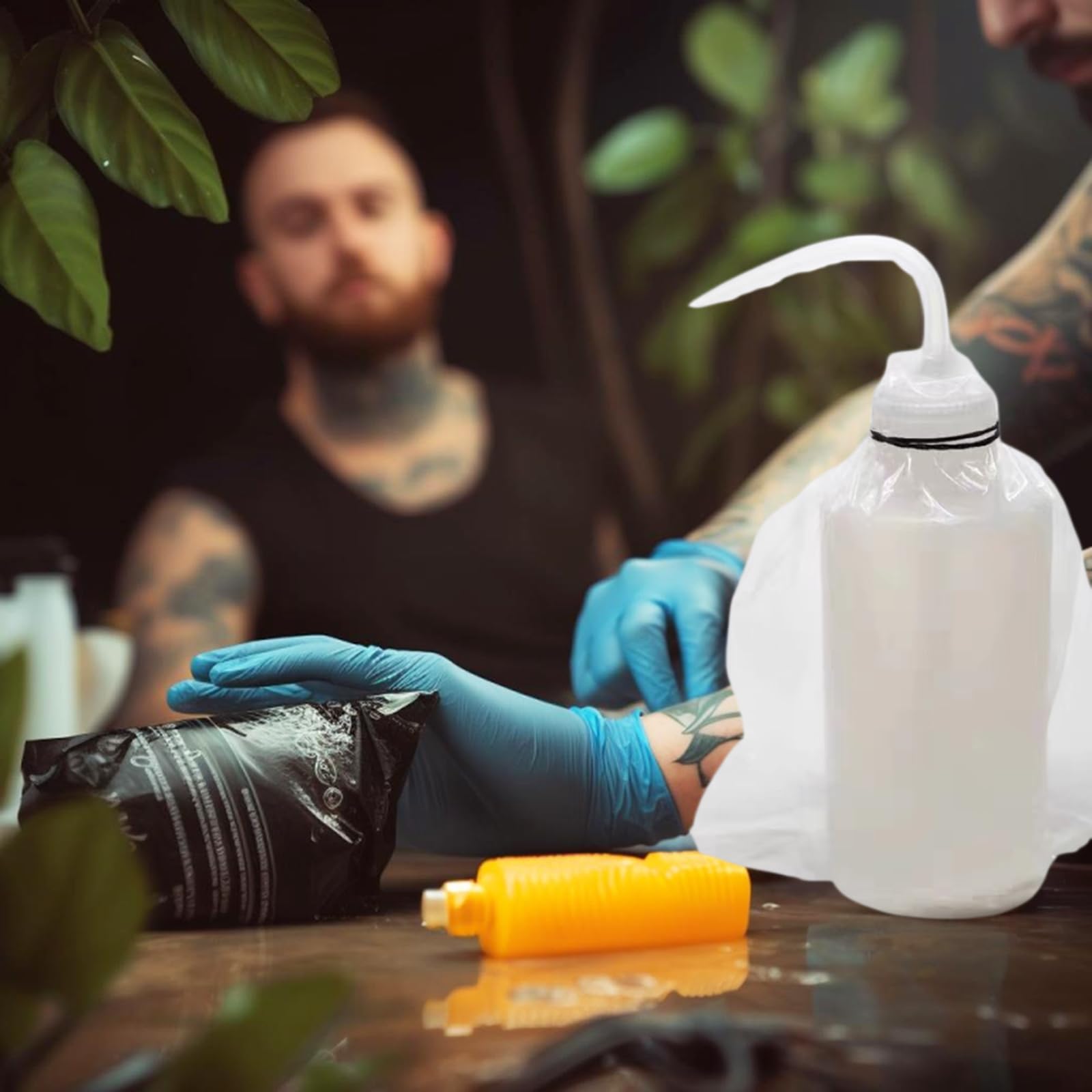 100pcs Tattoo Wash Bottle Bags Disposable Transparent Squeeze Bottle Covers Cleaning Bags Tattoo Supplies 10 x 6 Inch - Image 2