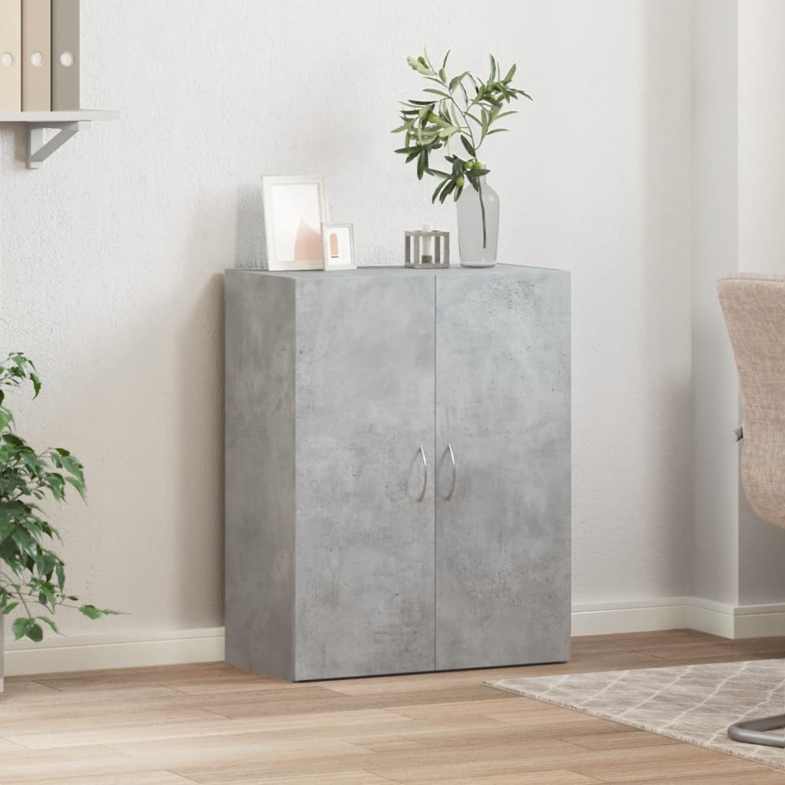 Aktenschrank aus Holzwerkstoff, Betongrau, 60 x 32 x 77,5 cm, für Büroorganisation Model840768