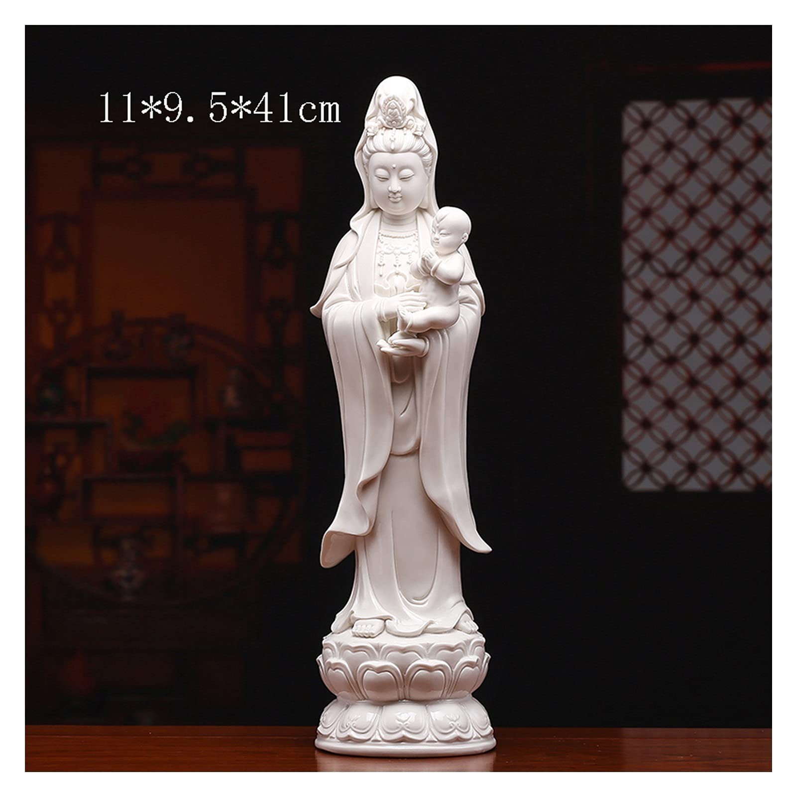 estatua de Buda o Bodhisattva Guanyin Buda estatua artesanía de porcelana blanca decoración de guanyin, para la sala de estar Oficina decoración del hogar consagrada, dar al colega liderazgo del regal