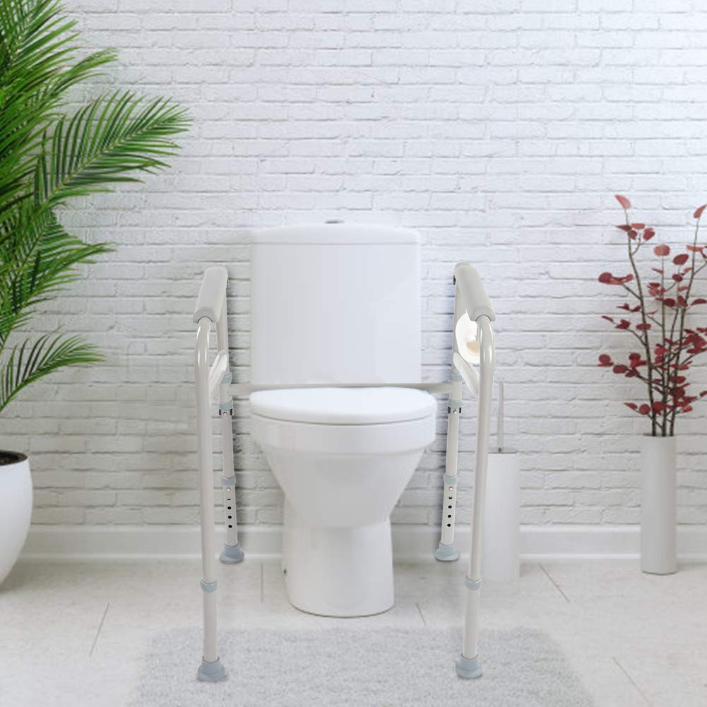 Ejoyous Telaio per WC Regolabile, Corrimano di Sicurezza per Bagno, Altezza 65-86 cm, per Anziani Disabili Donne Incinte