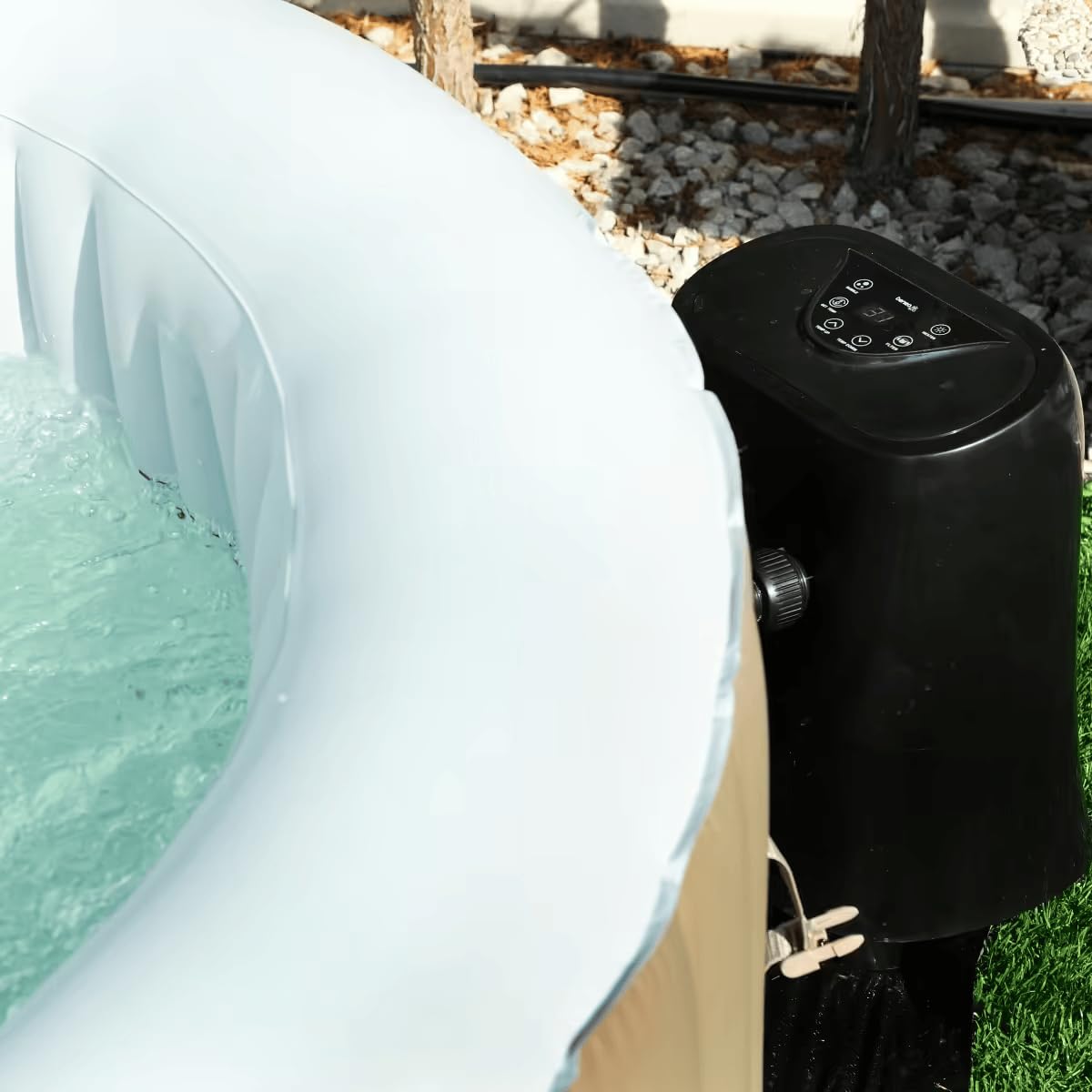 BeneoSpa Nouveau 2026 Spa Gonflable Portable à Bulles, Bain à Remous, Jacuzzi (Marron-Blanc)