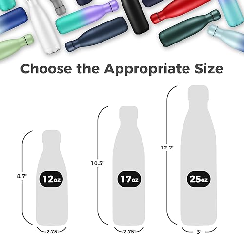 Miniatura 2 de Volhoply Botellas de agua de acero inoxidable de 17 onzas a granel, botella de agua de metal aislada a prueba de fugas para deportes, viajes,