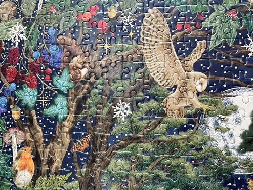 Gibsons The Art File Into The Forest 1000 Piece Jigsaw Puzzle – Woodland Puzzle with Owl, Deer, Fox & Night Sky – Sustainable Puzzle for Adults & Teens – Premium 100% Recycled Board