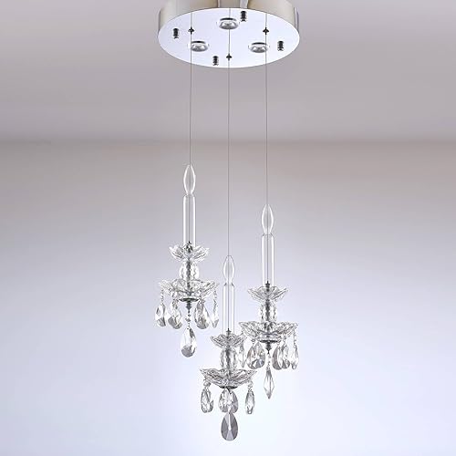 Miniatura 1 de Moderno portavelas de acero inoxidable con 3 luces K9 de cristal de lujo con acabado cromado, lámpara de techo para sala de estar, comedor,