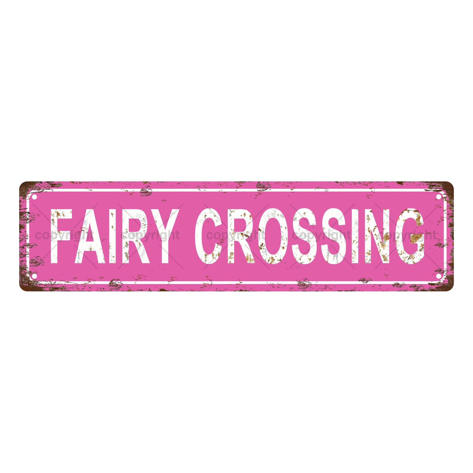FAIRY CROSSING Vintage Metal Tin Sign,Street Sign,Home Bathroom Bar Cafe Garage Wall Decor,4x16 Inch