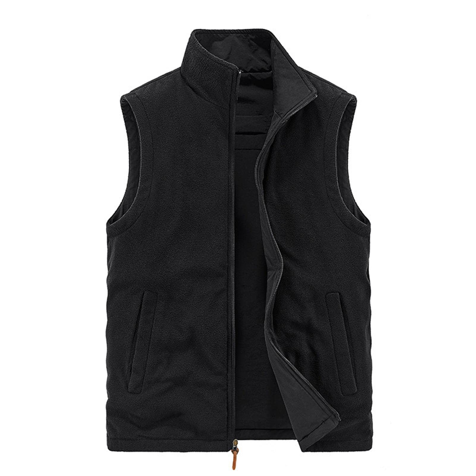 Hombres Multi Pocket Reversible Fleece Gilet Chaleco Outwear Outdoor Casual Zip Up Pesca Chaleco Chaqueta Reporteros Fotografía Viaje Abrigo Ligero (Black 5XL)