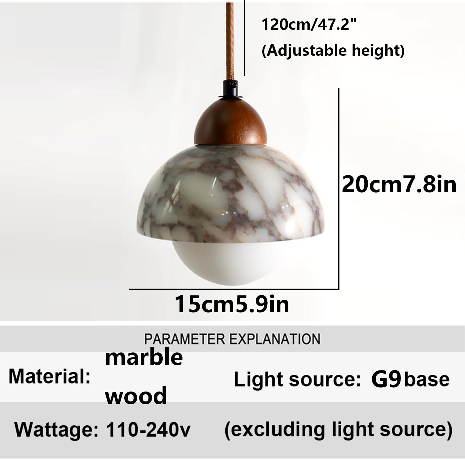 Lampada a sospensione in marmo naturale a