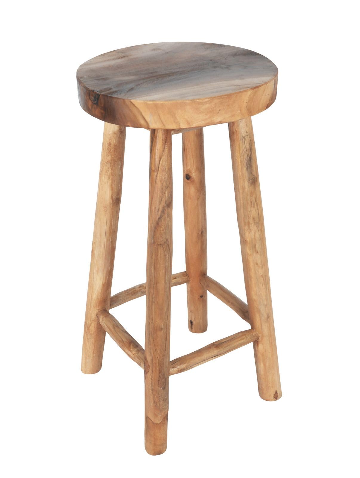 Barhocker Teakholz Holzhocker Tresenhocker Küchenhocker Kansas Massivholz | BURI Bistrohocker aus massivem Teakholz mit natürlicher Holzoptik für Küche, Bar und langlebigen Sitzkomfort im Wohnbereich
