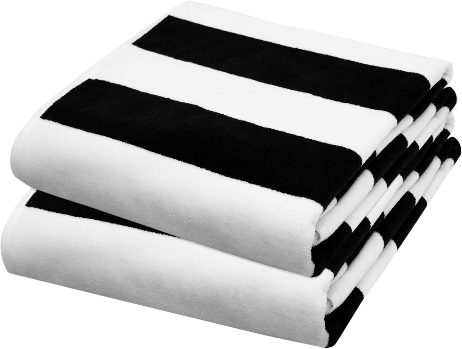 COTTON CRAFT Oversized Beach Towel - 2 Pack 35 x 70 inches XL Beach Towel - 100% Cotton Velour - Big & Huge - Thick Plush 450 GSM Super Soft Luxury Towel - Pool Picnic Bath - Cabana Stripe Black