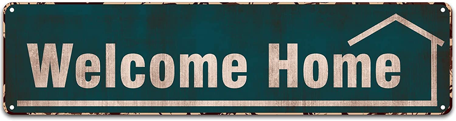Welcome Home Retro Tin Signs Aluminum Metal Sign for Kitchen Home Garden Wall Bar Cafe Decor 4x16 Inch