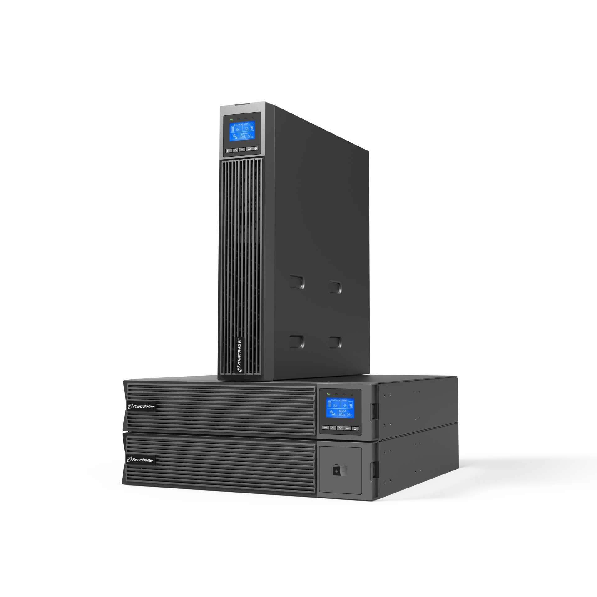 PowerWalker Gruppo di continuità VFI 3000 ICR IoT 3000w montaggio su rack (8 uscite IEC, fattore di potenza 1, batterie hot-swap, OBM)