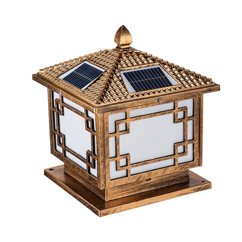 QUSYZD Brown Solar Ip65 Post Cap Square Fence Light, Pillar Lantern Outdoor Waterproof Pillar Post Lamps, Villa Garden Courtyard Home Lmprovement Light for Fence,