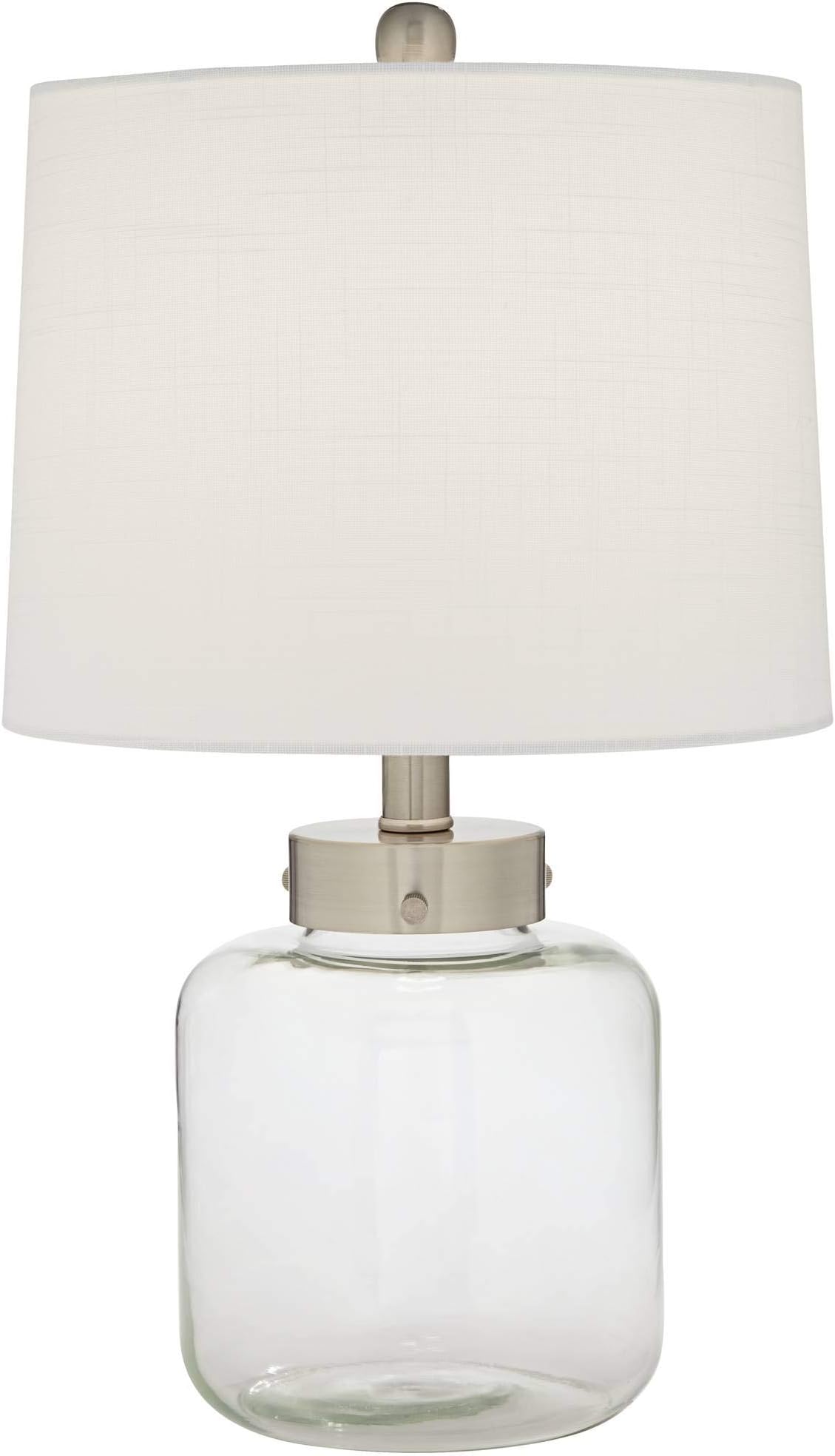 360 Lighting Nautical Coastal Accent Table Lamp with Clear Glass Sea Shells and Off-White Linen Shade, 20.5" High for Living Room, Bedroom, Beach House, and Nightstand