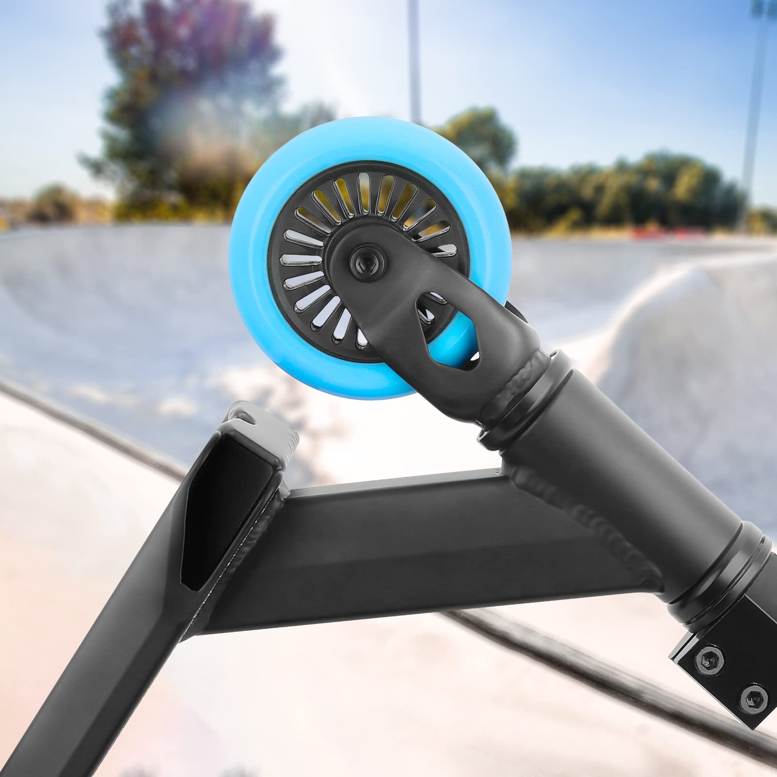 Scooter profesional completo para niños, niñas, adolescentes hasta 6 años – Freestyle Tricks Pro Stunt Scooter (azul) 4