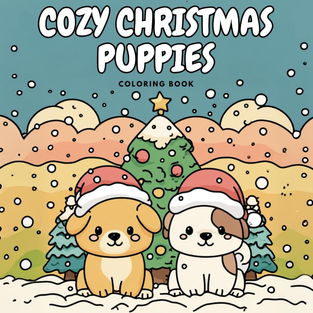 Cozy Christmas Puppies: Christmas Vibes Coloring Book for Adults & Teens Featuring Cozy Winter Scenes with Adorable Puppy Friends (Cozy Paws Coloring)