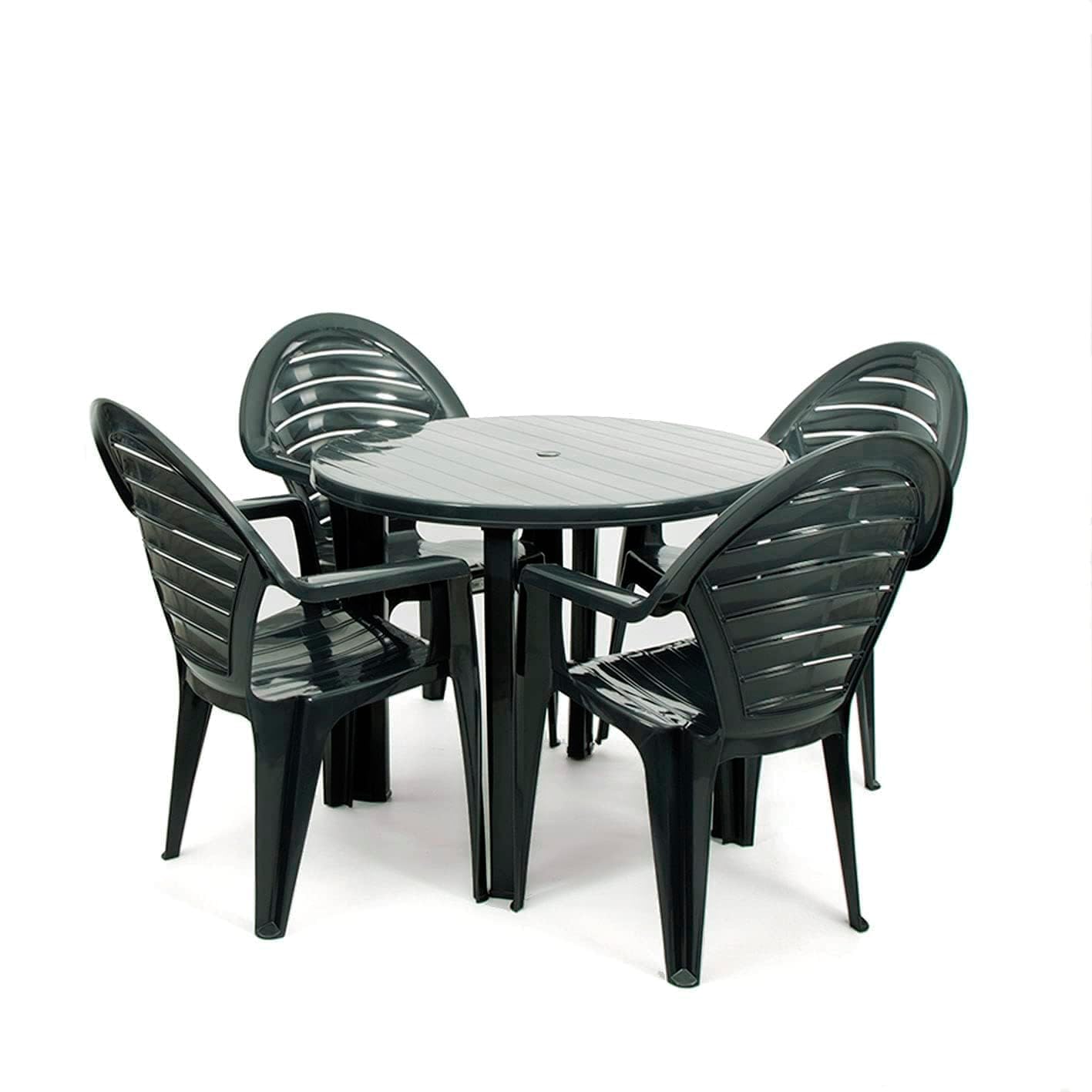 CREVICOSTA QUALITY MARK MARCAS DE CALIDAD - Conjunto Mesa Viana Redonda + 4 sillas Ofir de Resina (Verde)