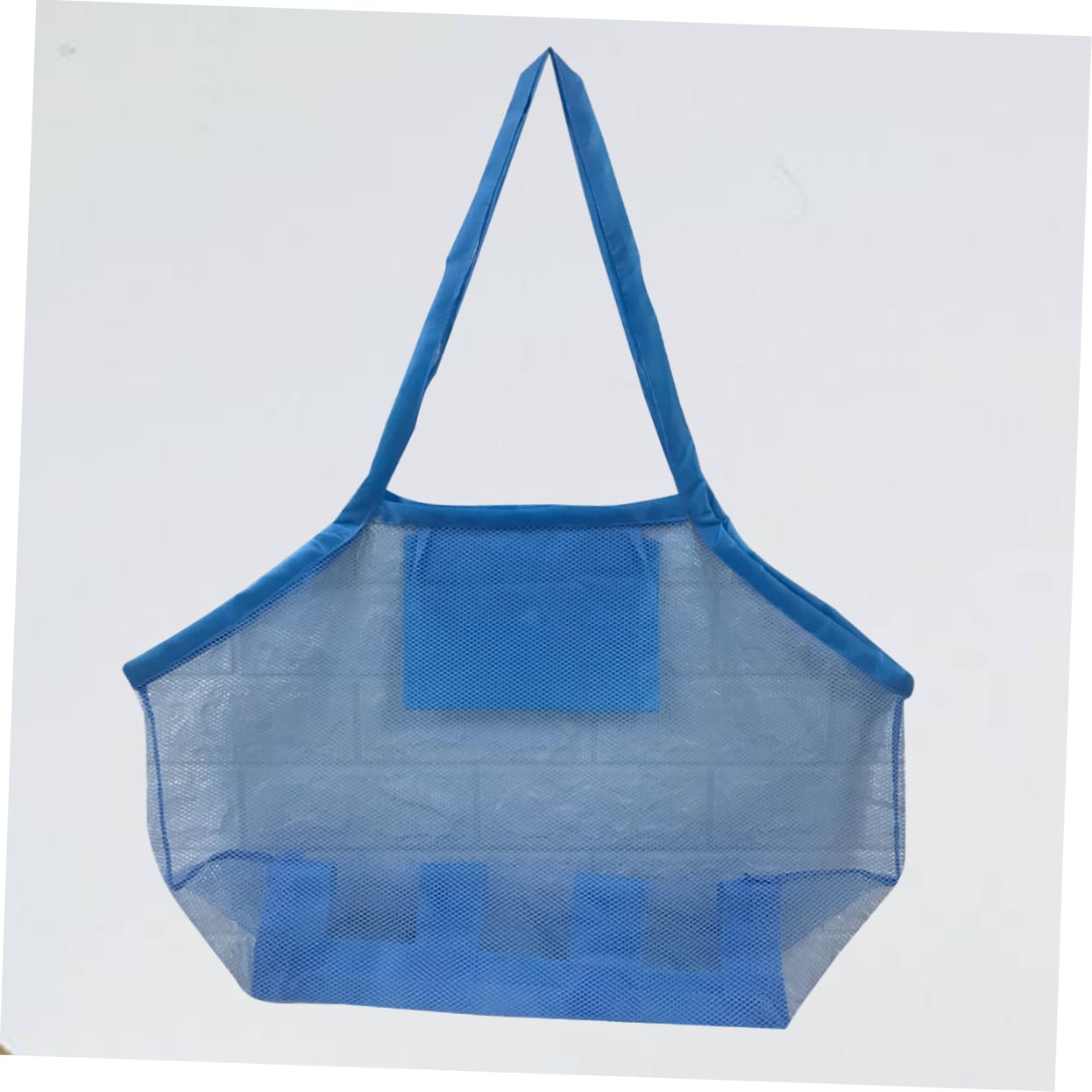 BESPORTBLE 1Pc Capacity Mesh Beach Storage Bag Portable Tote for Dark Blue Light Blue Random for Beach Swimming Boating Easy Water Drainage