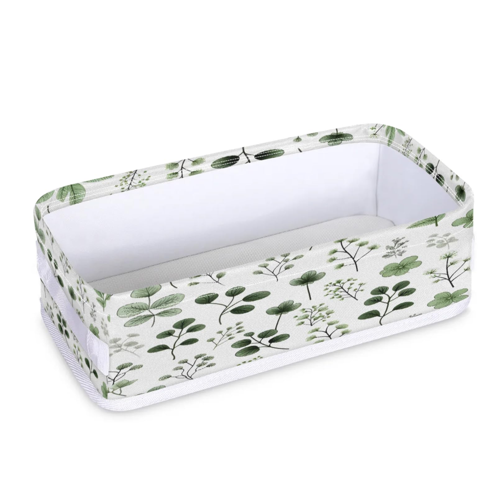 Tablerazzi Toilet Tank Topper Paper Basket with Handle, Summer Plants Tree Leaves Bathroom Storage Basket for Organizing, Small Fabric Storage Bins for Bathroom Decor