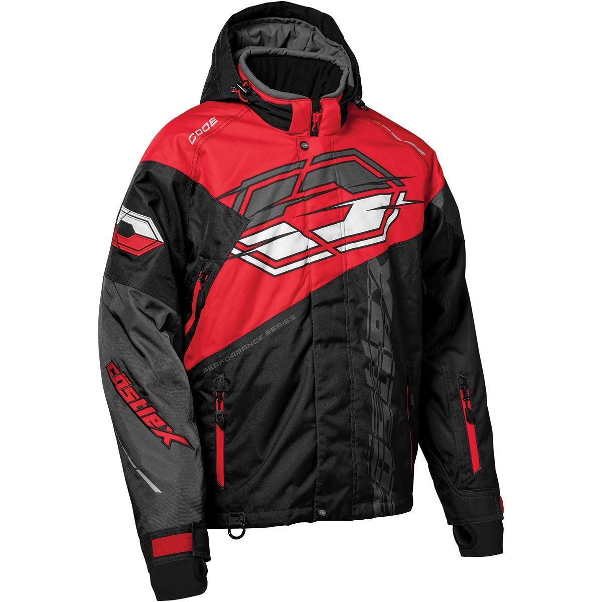 Castle X Men's Code G3 Snowmobile Jacket (Red/Black/Charcoal - Large)
