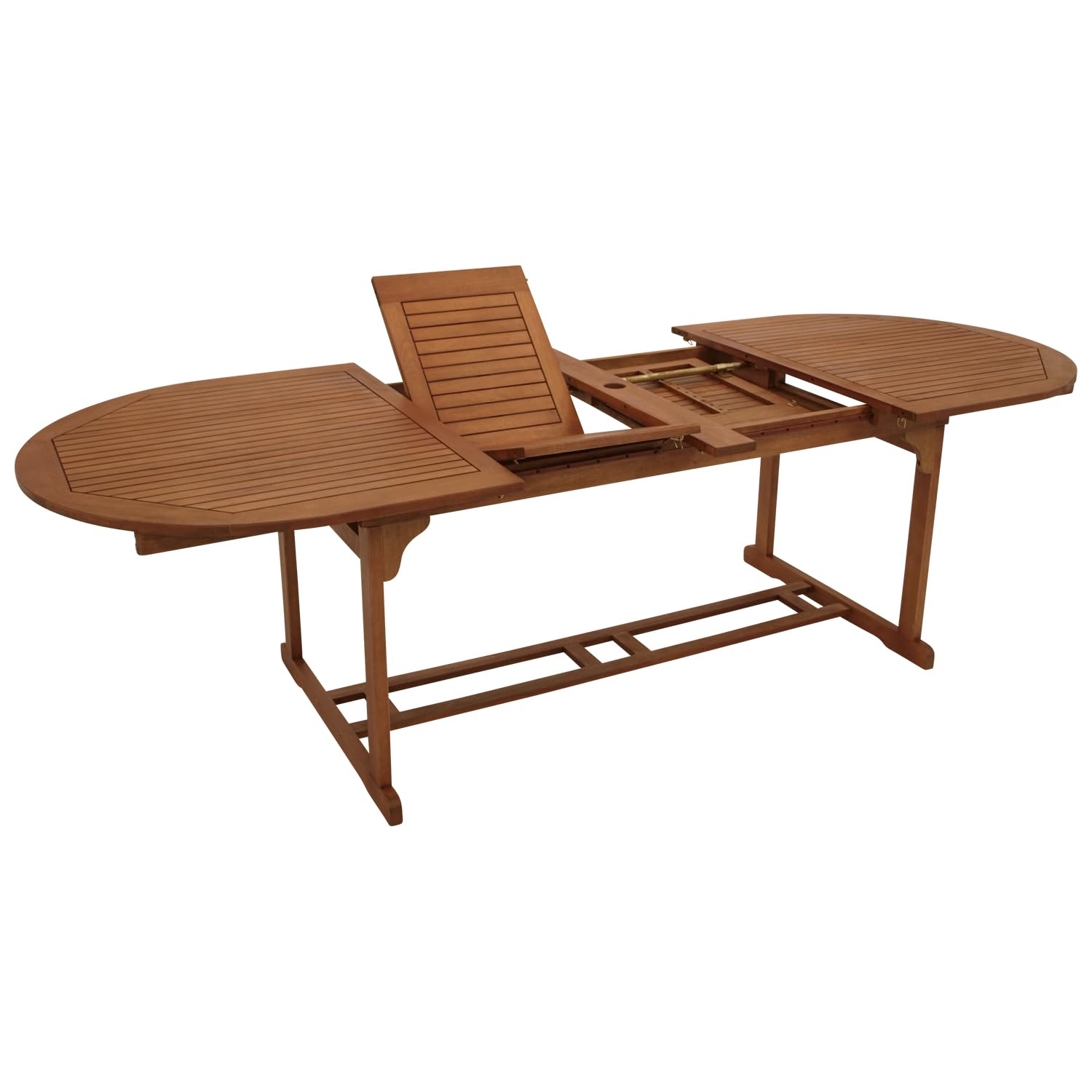 DEGAMO XXL Doppel Ausziehtisch LAGO 180/260x100cm, Eukalyptus braun geölt, FSC-Zertifiziert, Outdoor