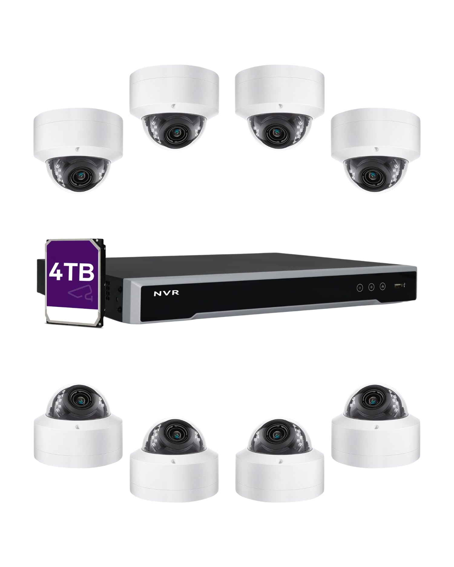 LINOVISIONCommercial POE Security Camera System with 16ch 4k Hik Connect PoE NVR, 4TB HDD, (8) 4K Outdoor PoE Dome Cameras with Mic for One Way Audio, Guarding Vision App for Retail Store, Warehouse