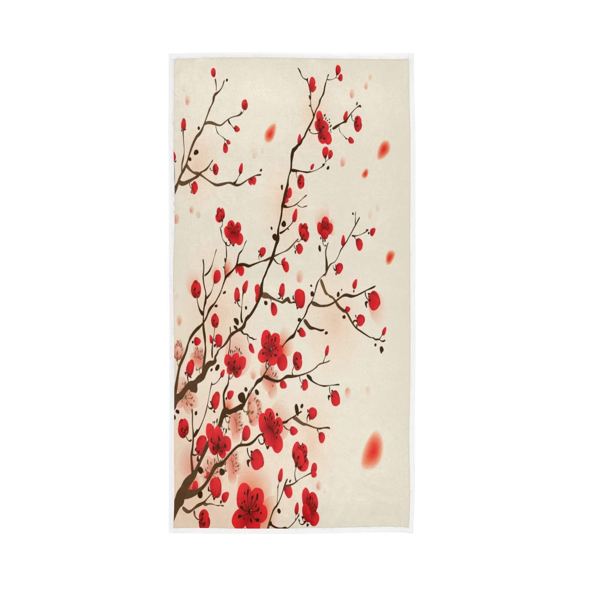 HUYGD Hand Towels Cotton Spring Floral Plum Blossom Soft Towel Multipurpose Bathroom Beach Towel for Home Kitchen Swim Spa Gym, 30x15 inch