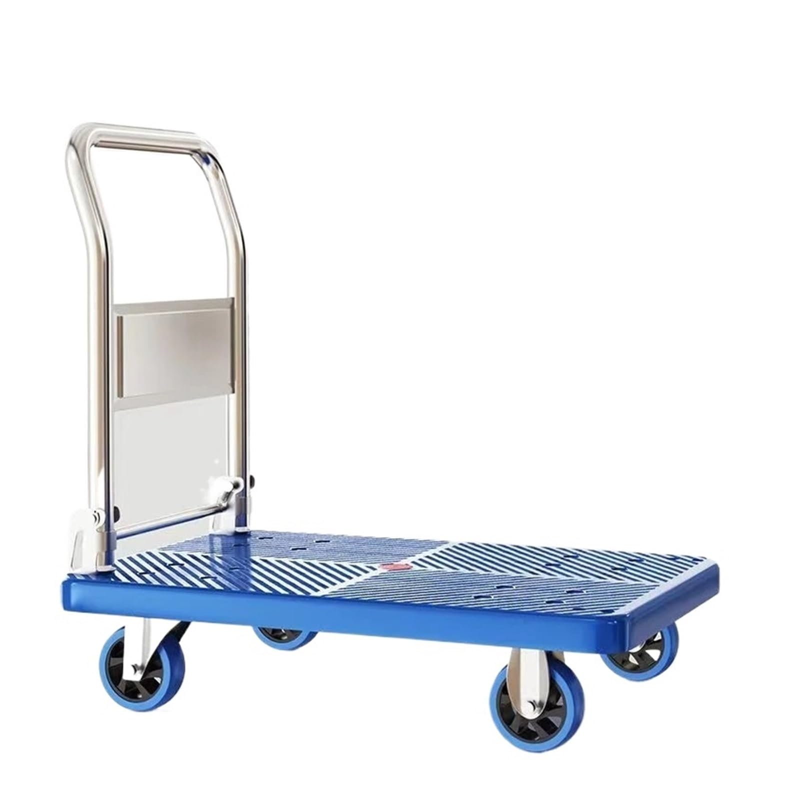Compatibile con carretto pieghevole, carrello da carico di piccole dimensioni, rimorchio magazzino, shopping silenzioso portatile a quattro ruote, movimentazione(Blue medium size)