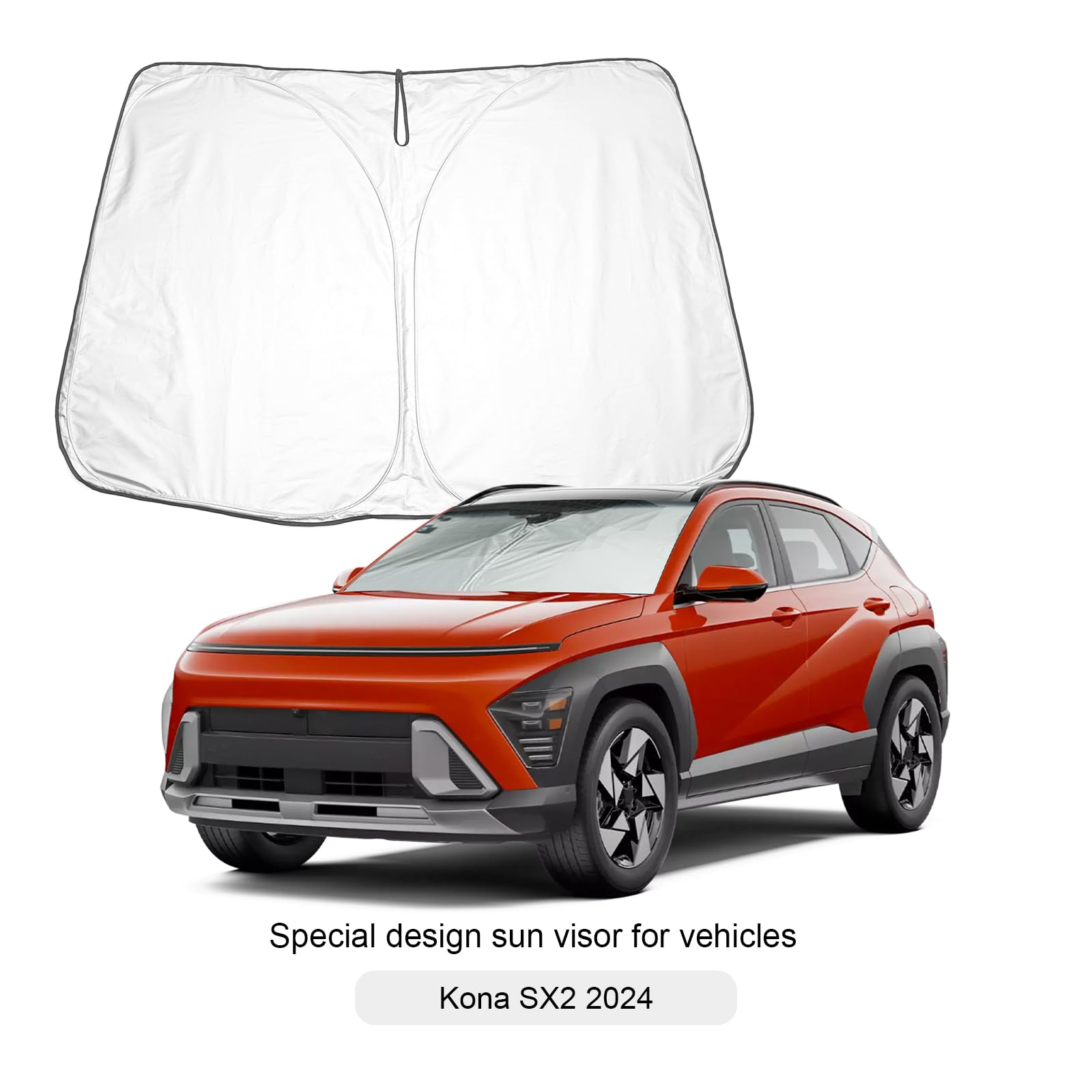 SUNJFY Parasole Auto Parabrezza per Hyundai Kona 2000-2018 2019 2020 2021 2022 2023 2024, Blocca I Raggi UV Protezione Parasole, Pieghevole, Interno Accessori Auto,Silver