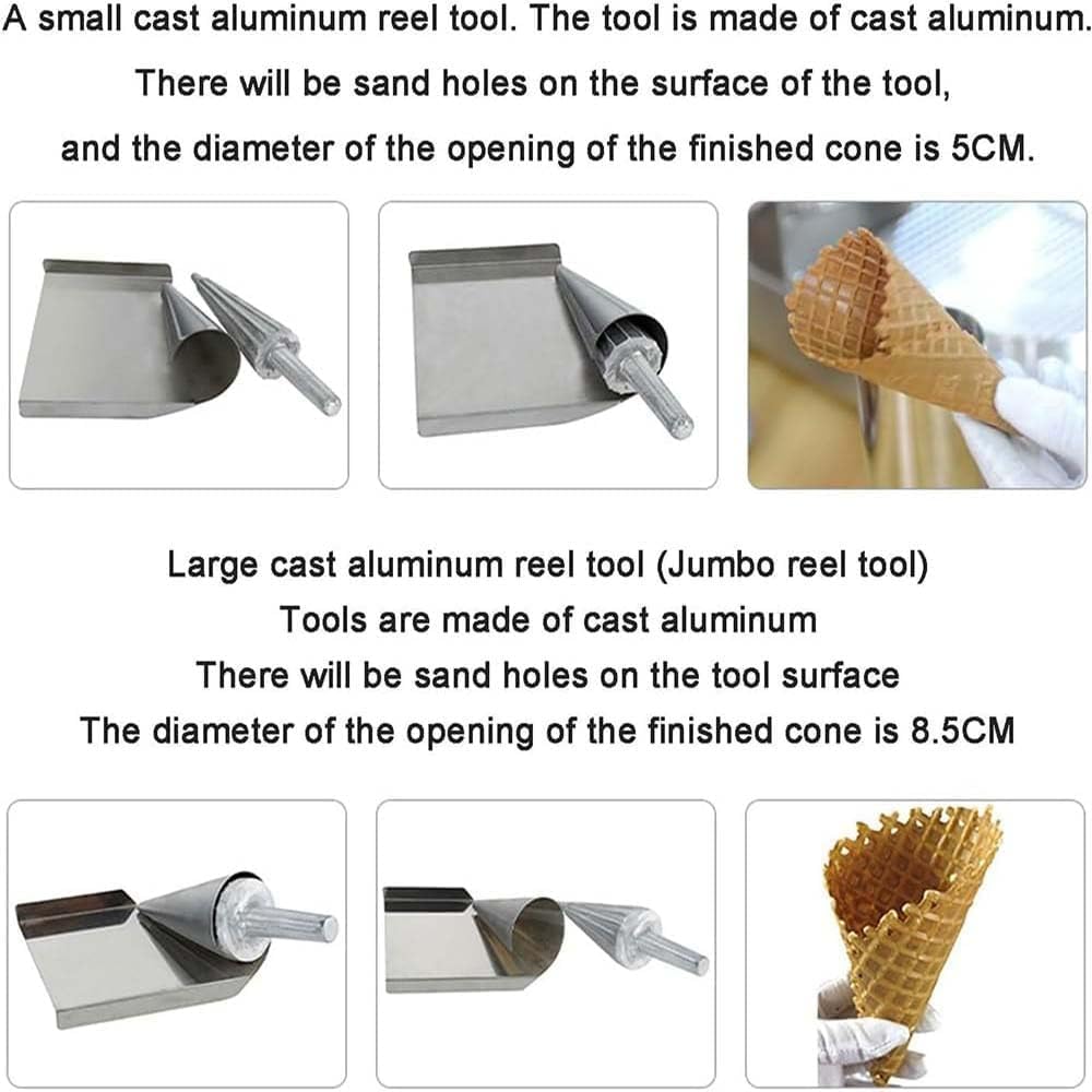 Eiswaffel-roller, Strapazierfähiges Formwerkzeug Aus Aluminiumguss Für Waffeltüten, Mit Komfortablem Griff Und Rutschfester Basis, Zur Herstellung Von Knusprigen Frühlingsrollen Und Gebäckhüllen