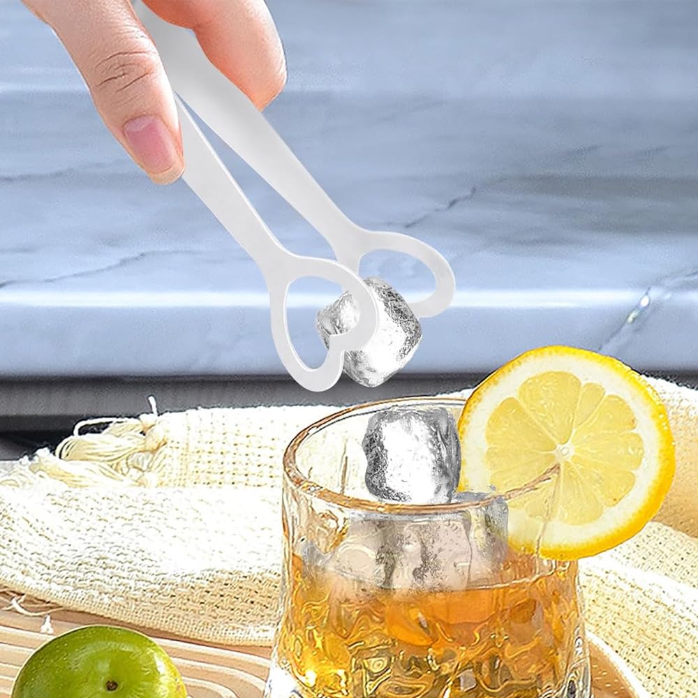 10 Pinzas para Dulces de Acero Inoxidable, Mini Pinzas para Servir azúcar, Forma de corazón, Plateadas, para Cubitos de Hielo, para Dulces, Pan y Pasteles.