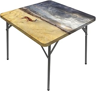 Deer Elastic Square Tablecloth, Antelope in Tranquil Nature Square Dining Table Cover, Fits 40x40 inch Table, for Outdoor Indoor Holiday Picnic Party Cloth, Multicolor