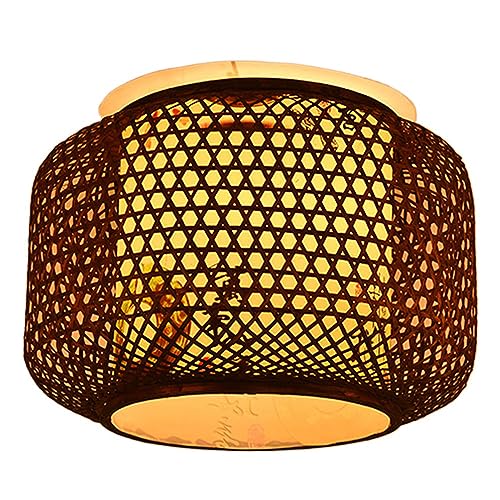 Plafonnier encastré vintage E26 éclairage de plafond tissé main rustique - 4