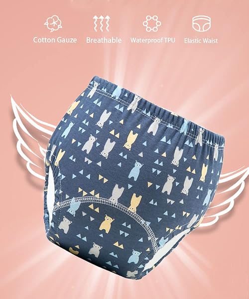 FedMois Culotte Apprentissage Propreté Garcon Fille Culotte d'apprentissage Enfant Lavable, Lot de 3 - 3