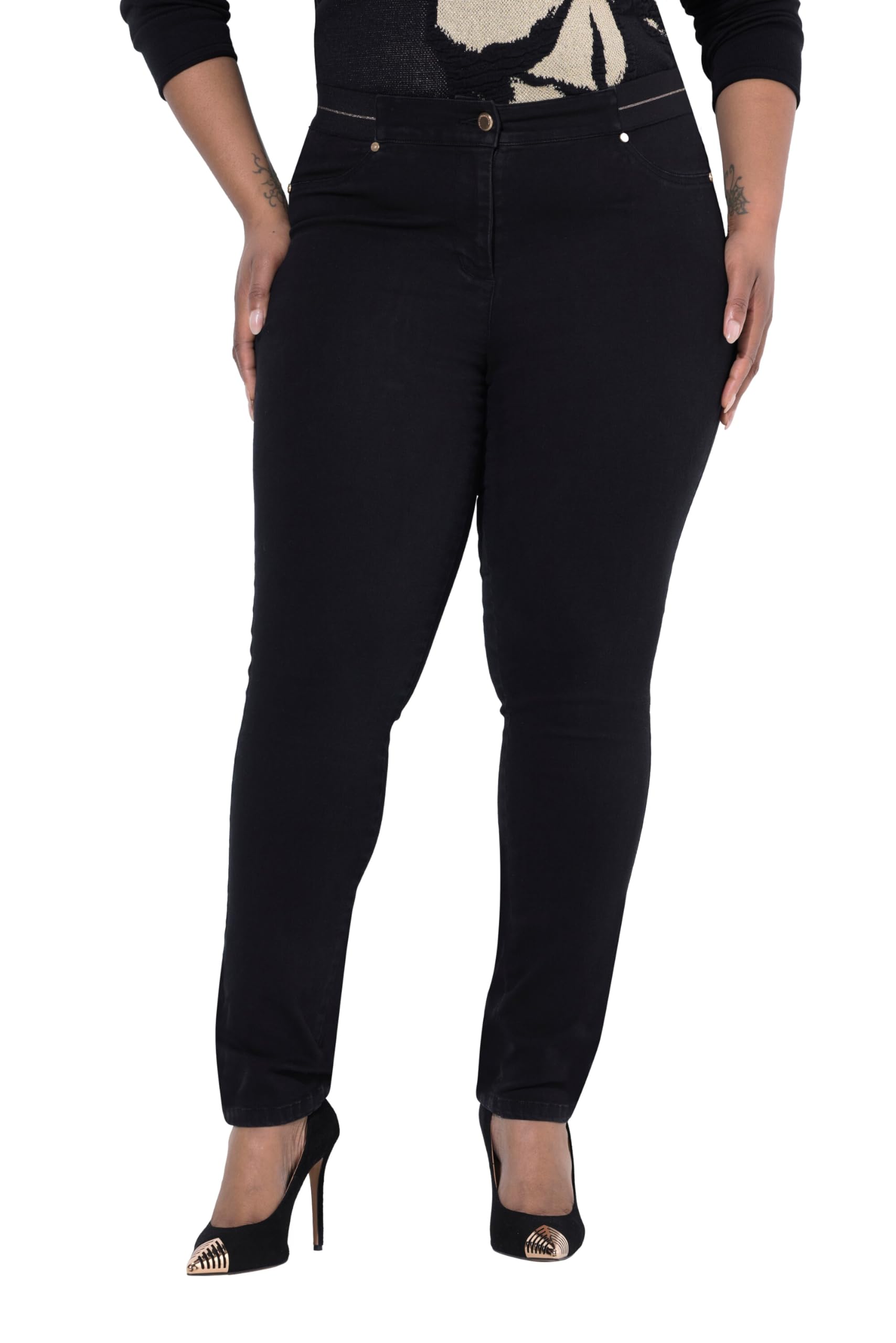 Ulla Popken Damen große Größen Übergrößen Plus Size Jeggings Sarah, schmales Bein, Elastikbund, Stretch 844742