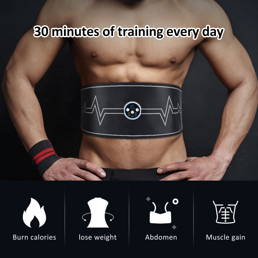 8Modi 15Livello EMS Muscolare Stimolatore Massaggio Vita Slimming Cintura Addominale Muscolare Trainer Cinture Fitness Addome Massaggio Cintura