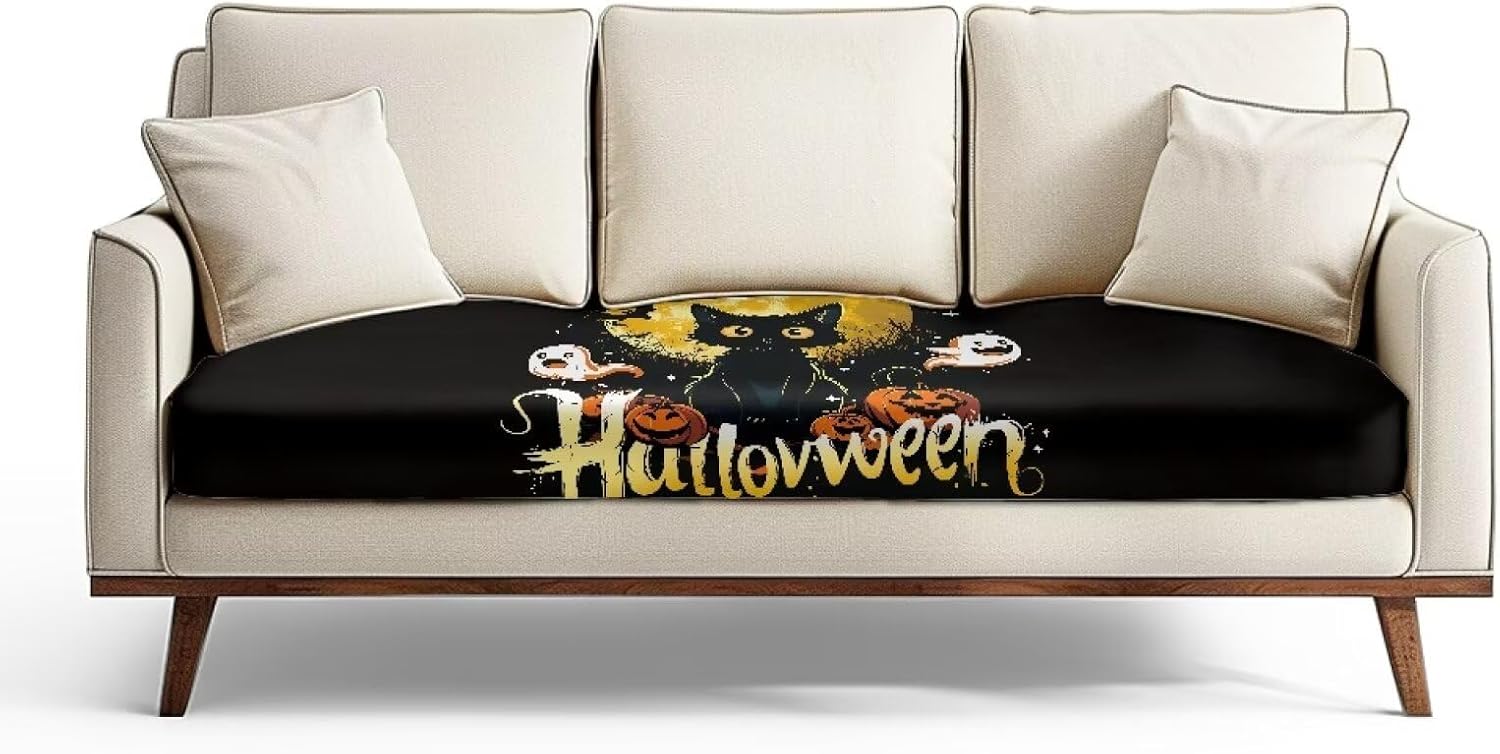 YUVAMAGIMO Black Cat Halloween Sofa Slipcover for Cushion