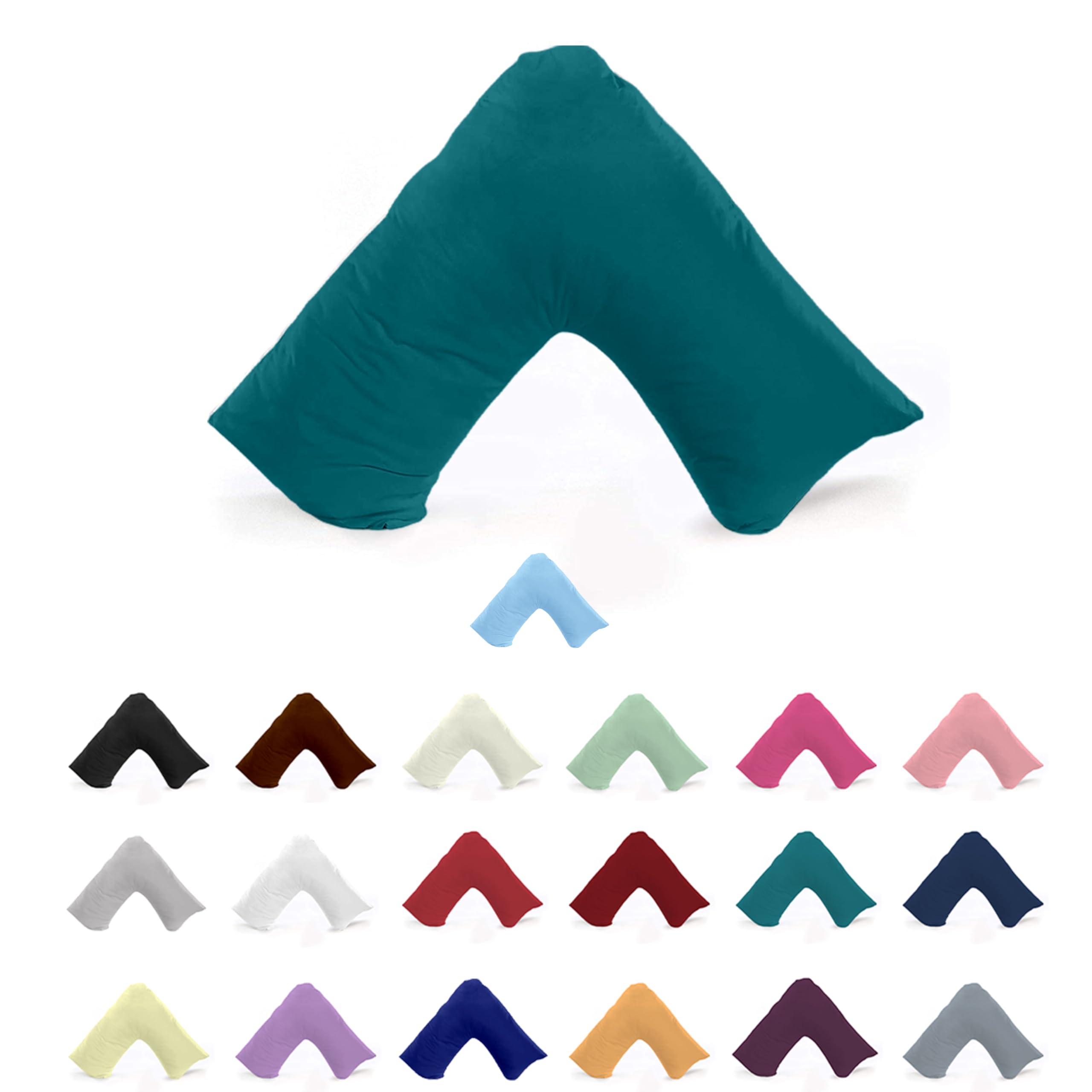Egypto Bedding Teal Egypto Orthopaedic V Shaped Pillow Nursing Pregnancy Back Support Cases (Teal)