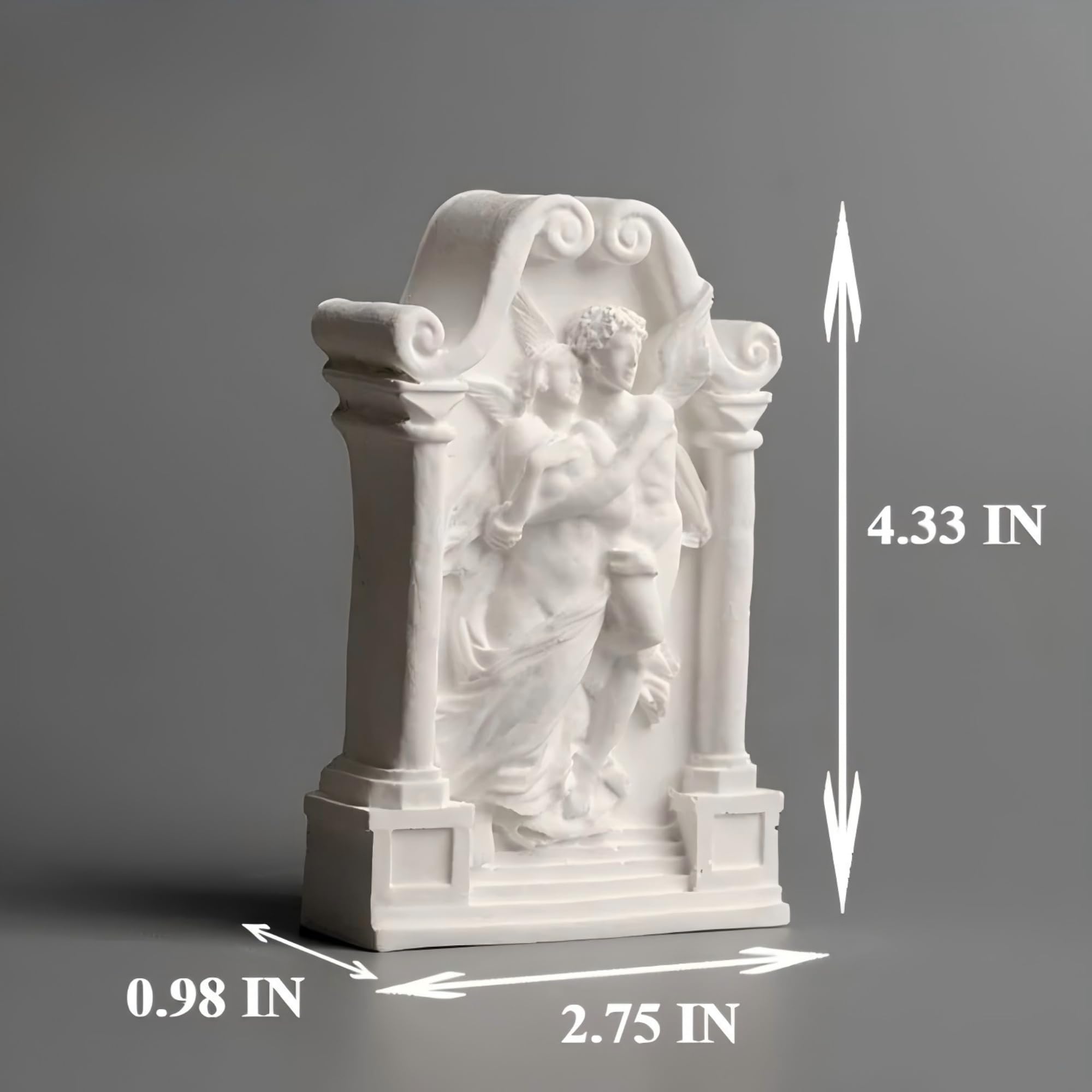 Romantyczna figurka anioła z gipsu, 4,3 cala, biała, w stylu greckim, figurka do dekoracji domu, półka artystyczna, prezent