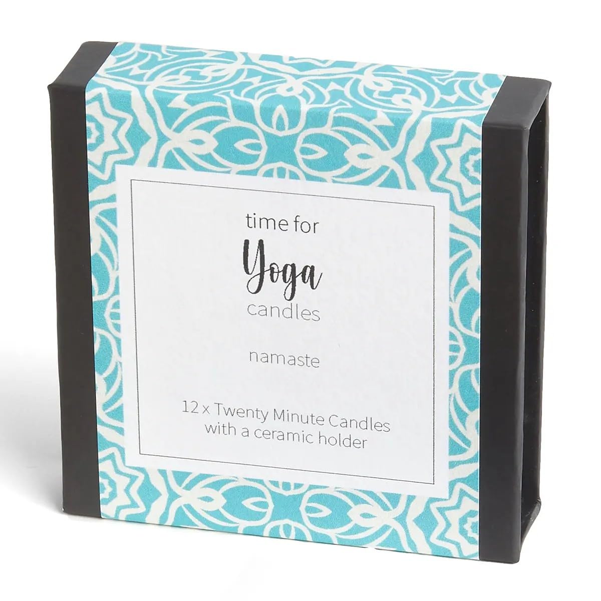 Cotton & Grey Natural Time For Yoga Candles (Wrap) By - 12 Pure Beeswax Twenty Minute Candles With Ceramic Holder