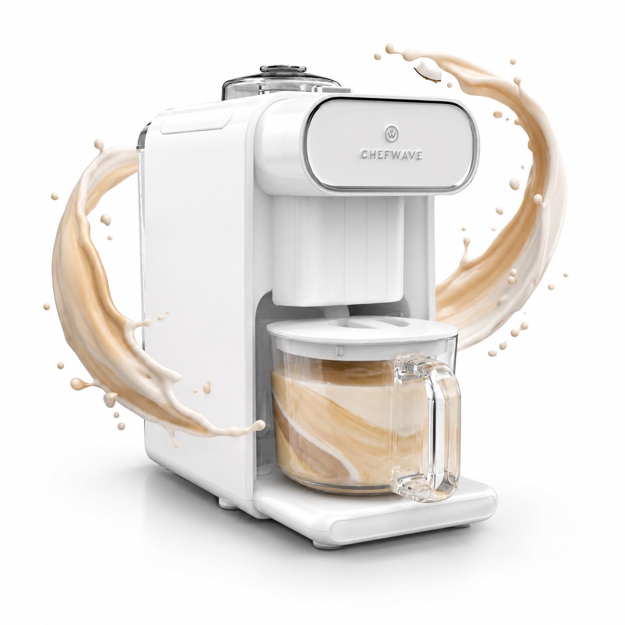 ChefWave Milkmade Plant-Based Milk Maker, 6-in-1 Nut Milk Machine for Almond, Oat, Soy, Cashew, Coconut & Macadamia — 1000W, No Soaking, Auto Self-Clean, Delay Start, Glass Pitcher Included (White)
