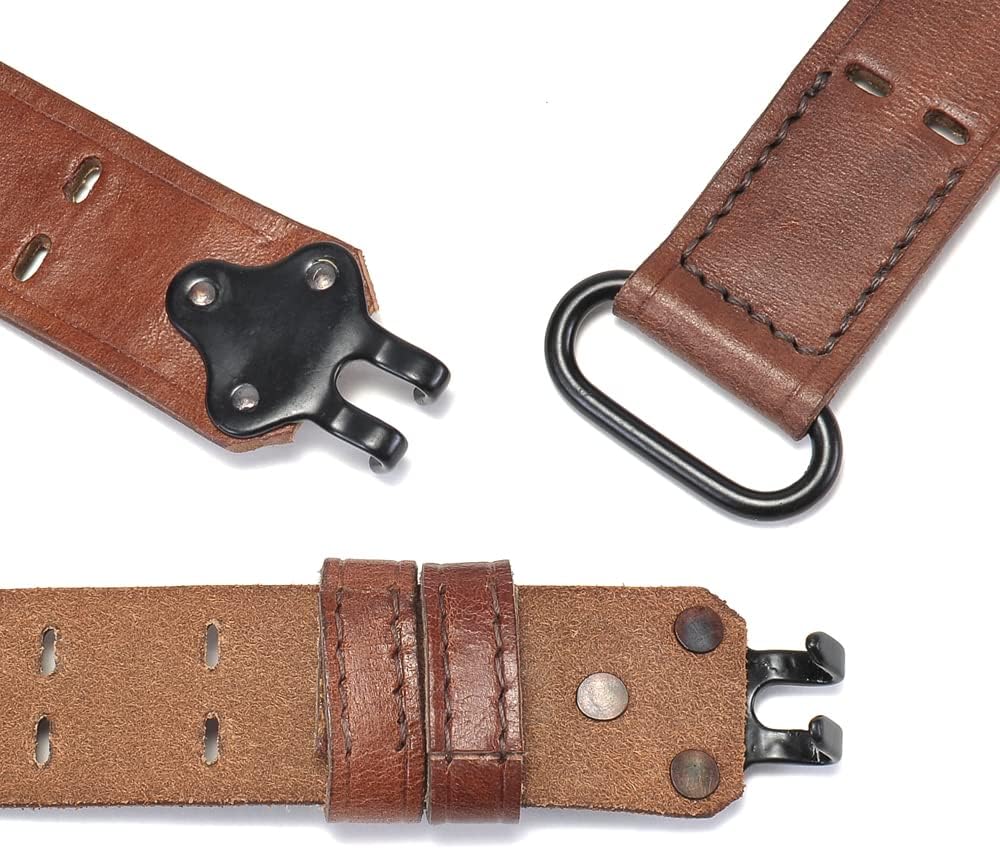 World War Supply M1907 Leather Rifle Sling Marked JT&L 1943 Premium Drum Dyed Leather Powder Coated Brass Hardware