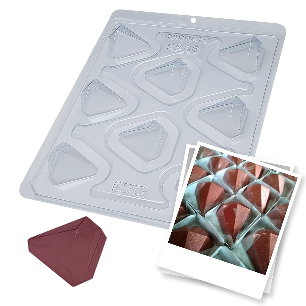 BWB 9286 Special Mold 3 Parts Diamond 5g Shape with Silicone for 8 Cavity Hot Chocolate 5-23g PET Plastic Three-Dimensional Accessories & Utensils