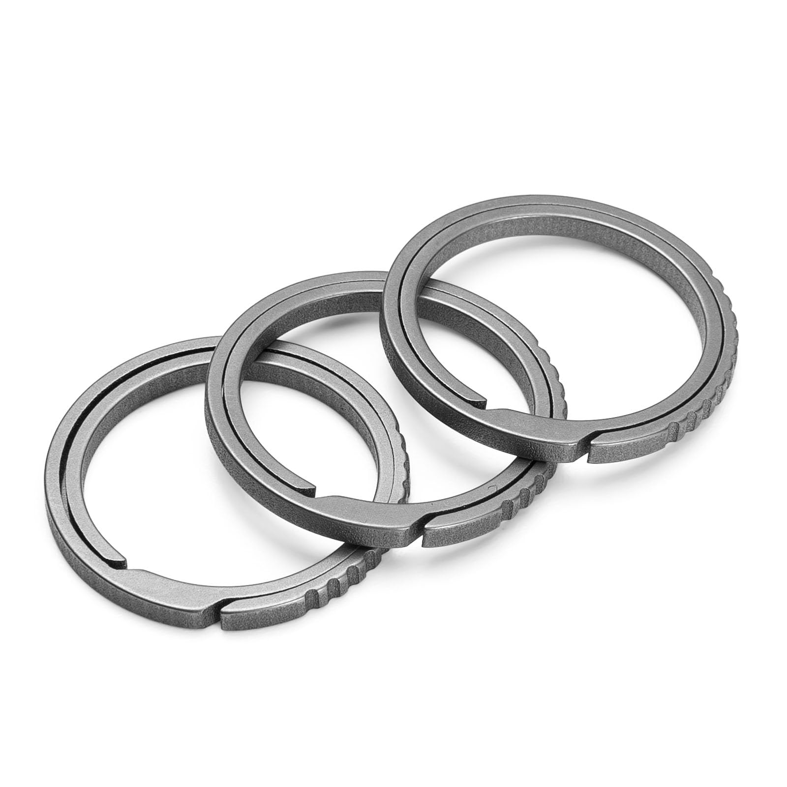 FEGVE Small Titanium Side Pushing Keychain Rings, Easy Open Key Chain Ring for Men and Women-0.86 in/3pcs