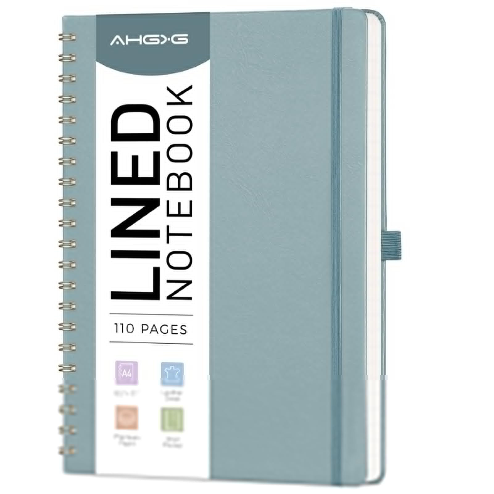 AHGXG Lined Spiral Notebook 8.5" x 11", A4 Large Notebooks for Women Men, Hardcover Leather Notebook College Ruled, 100 GSM Thick Paper, Notebooks for