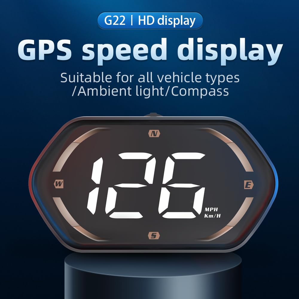 Compteur Vitesse HUD Pour Voiture - Affichage Tête Haute KMH/MPH, Alarme Survitesse - Compatible Plupart Véhicules